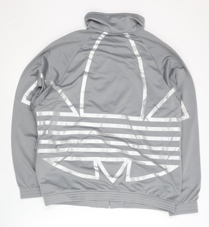 Adidas Mens Grey Track Jacket Size M Full Zip Sports Activewear