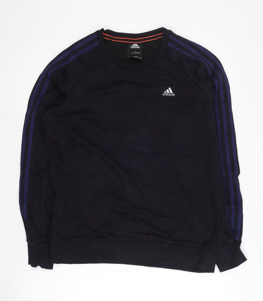 Adidas Men Black L Pullover Sweatshirt Crew Neck Sportswear