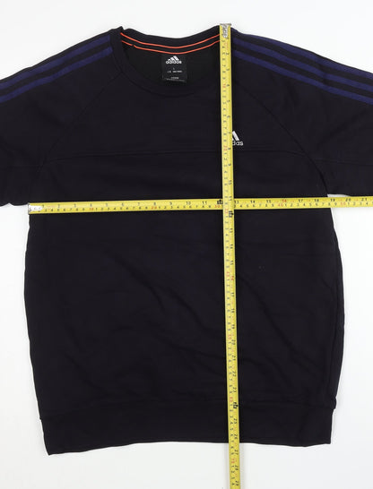 Adidas Men Black L Pullover Sweatshirt Crew Neck Sportswear