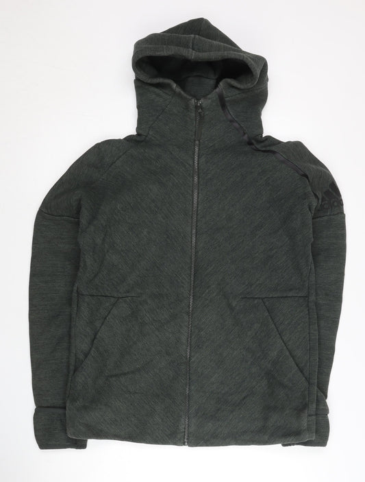 Mens UK Size L adidas Green Full Zip Hoodie