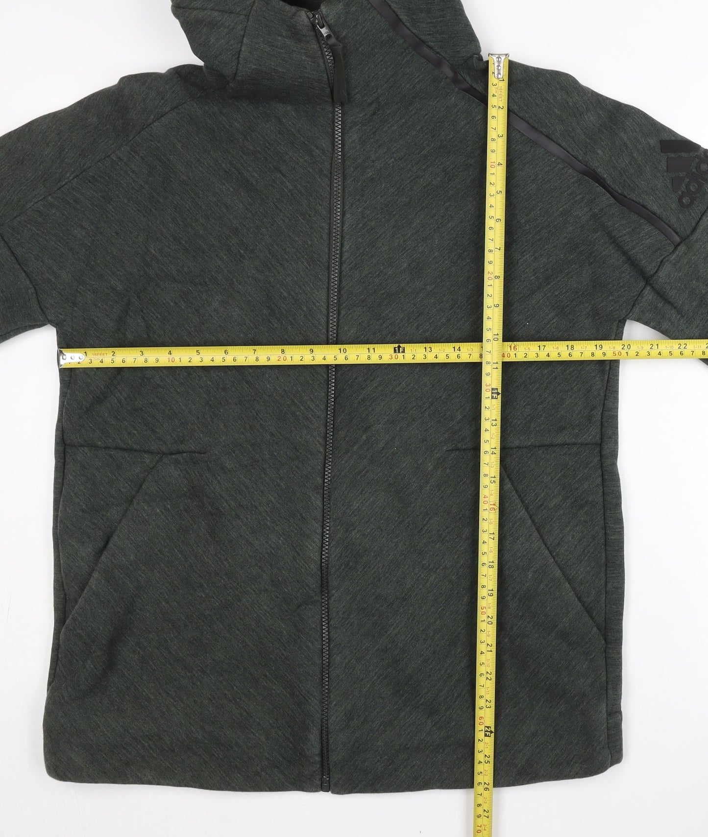 Mens UK Size L adidas Green Full Zip Hoodie