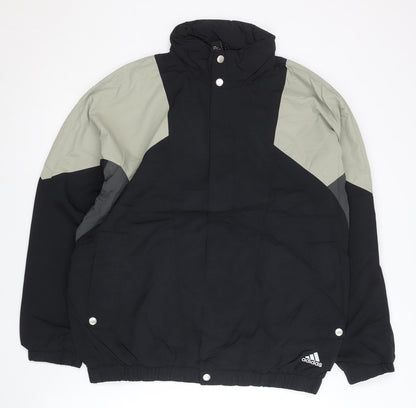 Adidas Men’s Black Grey Colourblock Track Jacket Size M Full Zip