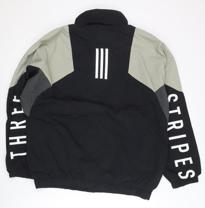Adidas Men’s Black Grey Colourblock Track Jacket Size M Full Zip