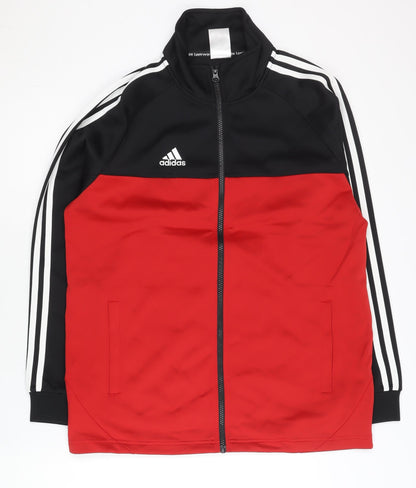 Adidas Men’s Red Black Track Jacket S Full Zip Sportswear