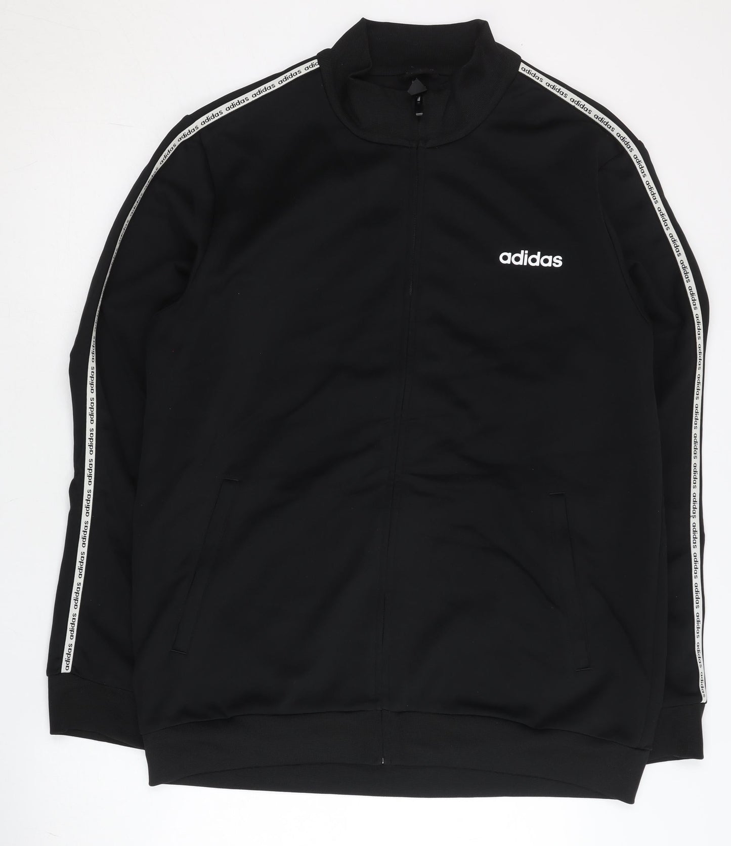 Adidas Men's Black Track Jacket Size L Full Zip Sports Top