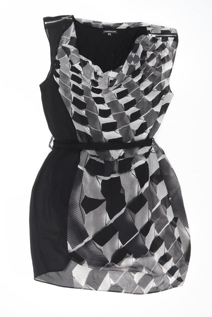 Warehouse Women Black Geometric Strapless Short Party Dress Size 12
