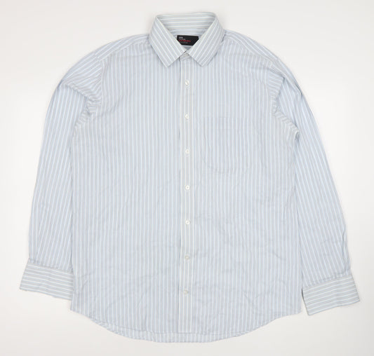 Mens UK Collar Size 16.5 Marks and Spencer Smart Blue  Dress Shirt