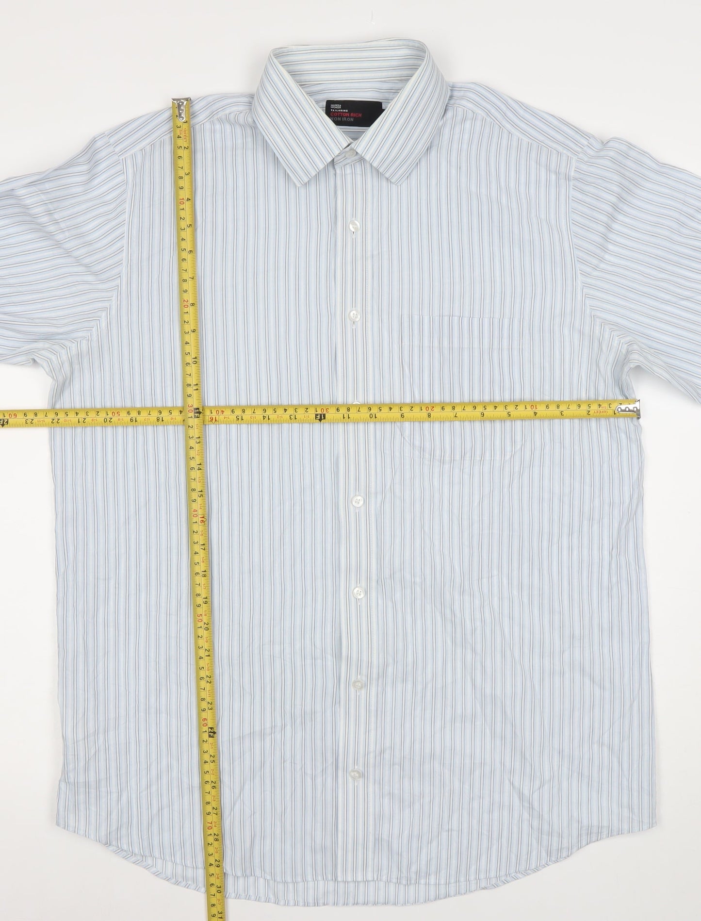 Mens UK Collar Size 16.5 Marks and Spencer Smart Blue  Dress Shirt