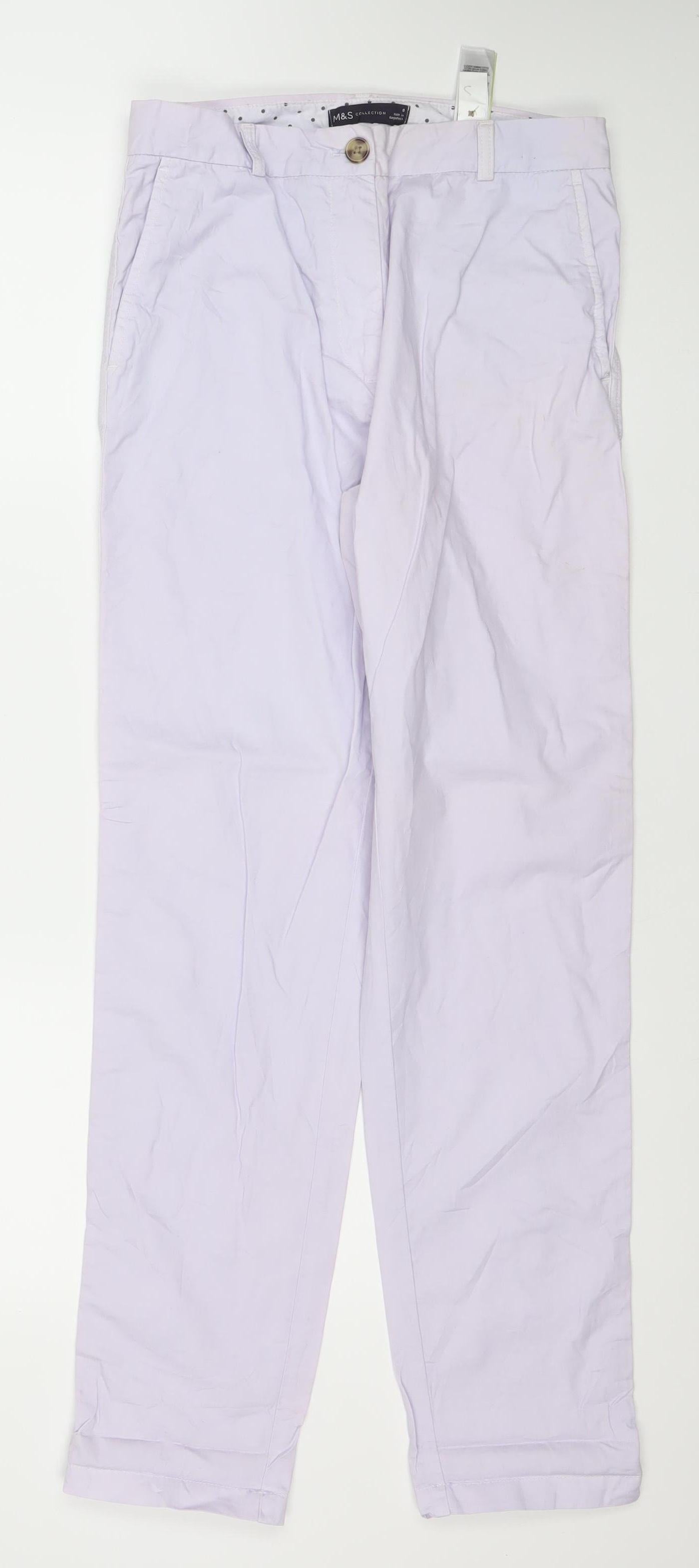 Womens UK Size 8 Marks and Spencer Regular Fit Chino White Trousers