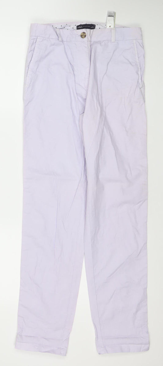 Womens UK Size 8 Marks and Spencer Regular Fit Chino White Trousers