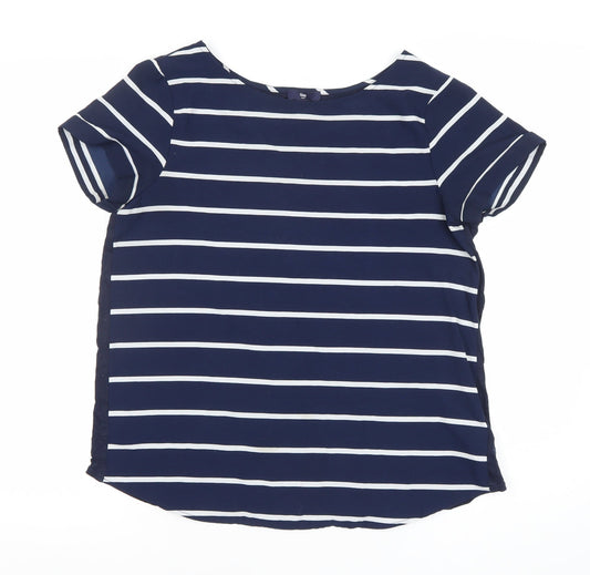 Gap Women’s Blue Striped Boat Neck Short Sleeve T-Shirt Size S
