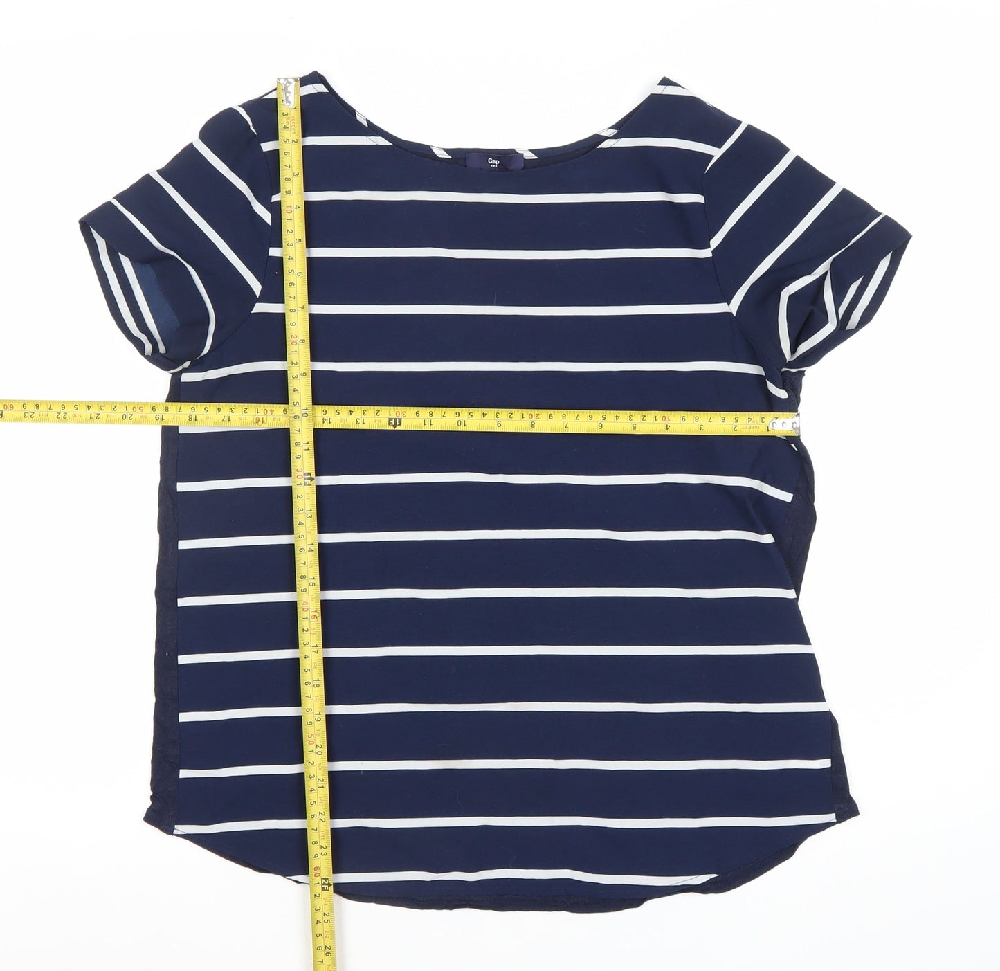 Gap Women’s Blue Striped Boat Neck Short Sleeve T-Shirt Size S