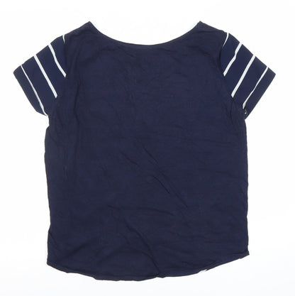 Gap Women’s Blue Striped Boat Neck Short Sleeve T-Shirt Size S