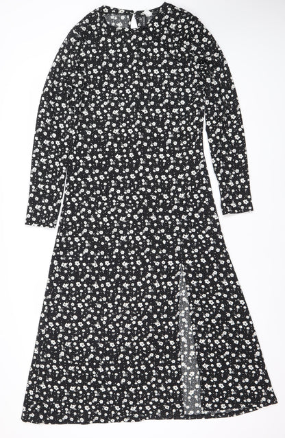 Divided Women’s Black Floral Midi Fit & Flare Dress Size 12