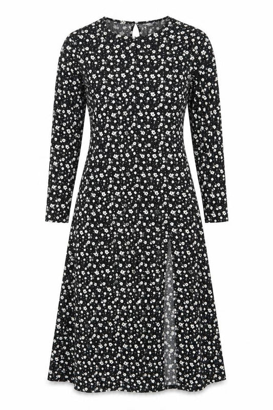 Divided Women’s Black Floral Midi Fit & Flare Dress Size 12