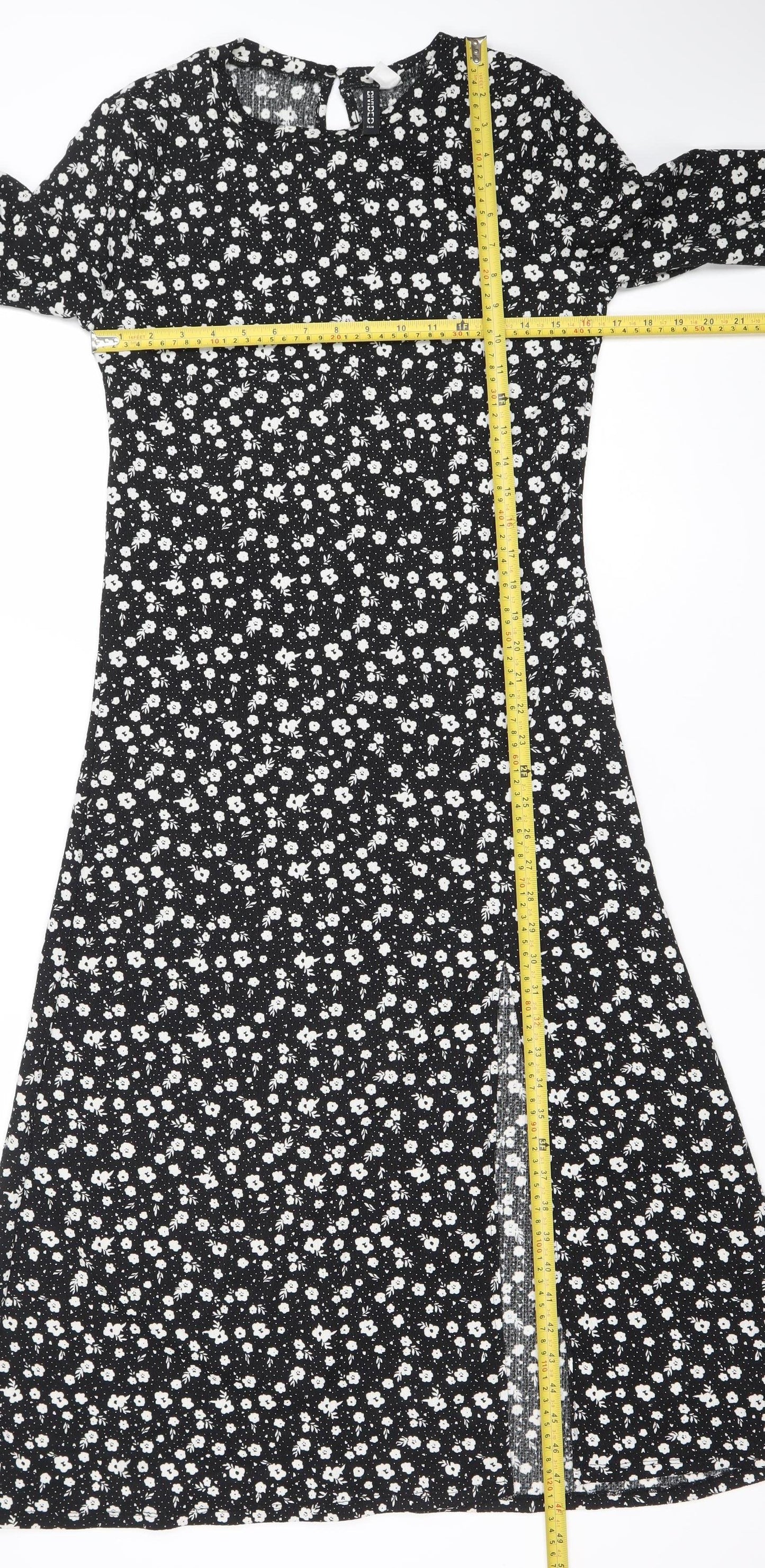 Divided Women’s Black Floral Midi Fit & Flare Dress Size 12