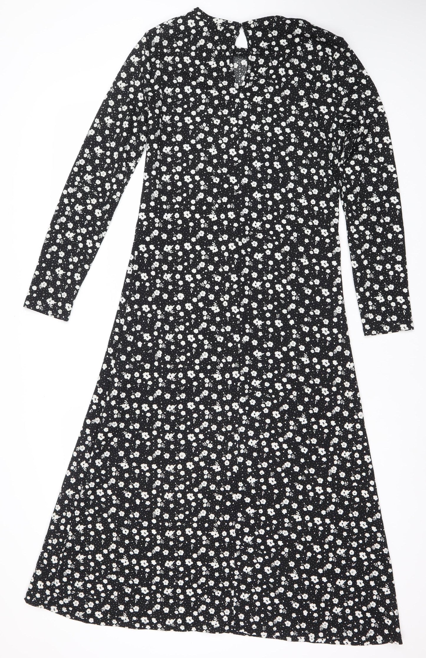 Divided Women’s Black Floral Midi Fit & Flare Dress Size 12