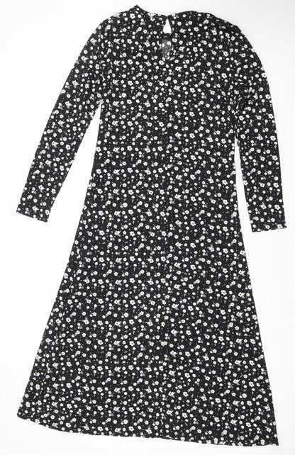 Divided Women’s Black Floral Midi Fit & Flare Dress Size 12