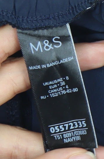 Marks and Spencer Womens Navy Blue Size 8 Jogger Trousers Polyester