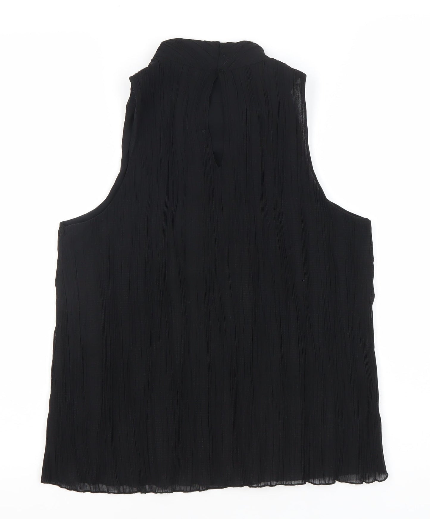 MNG Women’s Black XS Sleeveless High Neck Ruffle Blouse