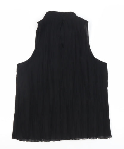 MNG Women’s Black XS Sleeveless High Neck Ruffle Blouse