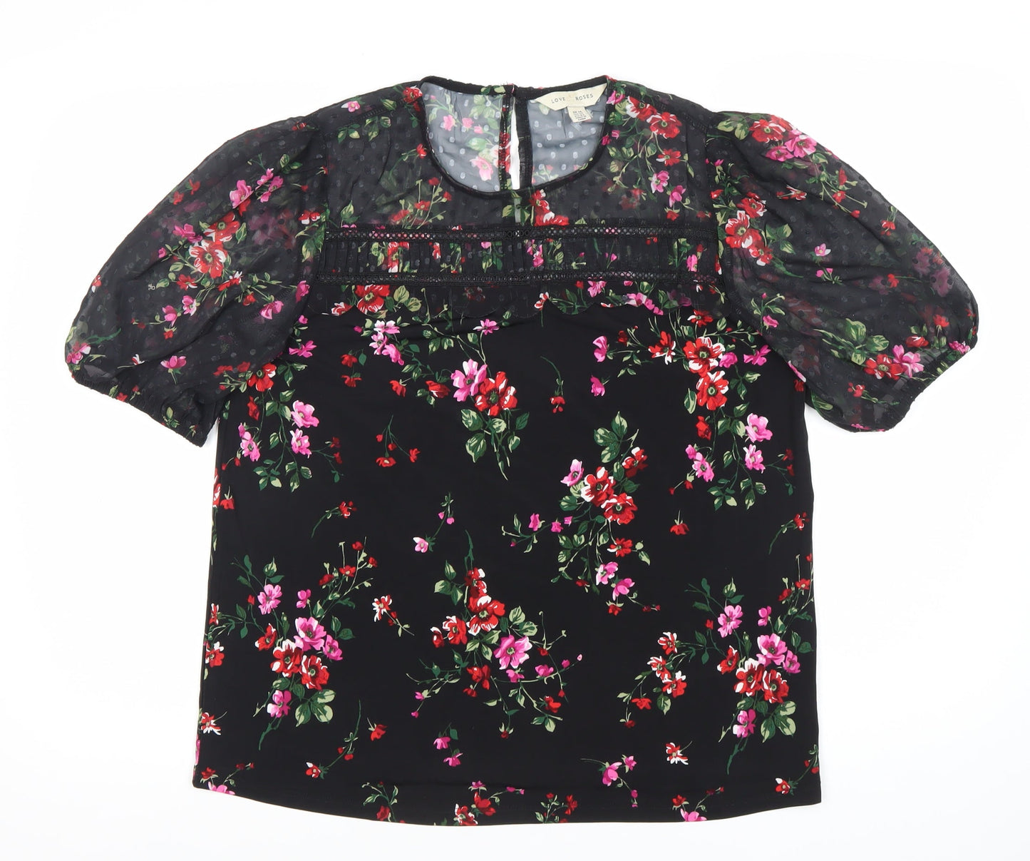 Womens UK Size 14 Love & Roses Black Tunic Blouse
