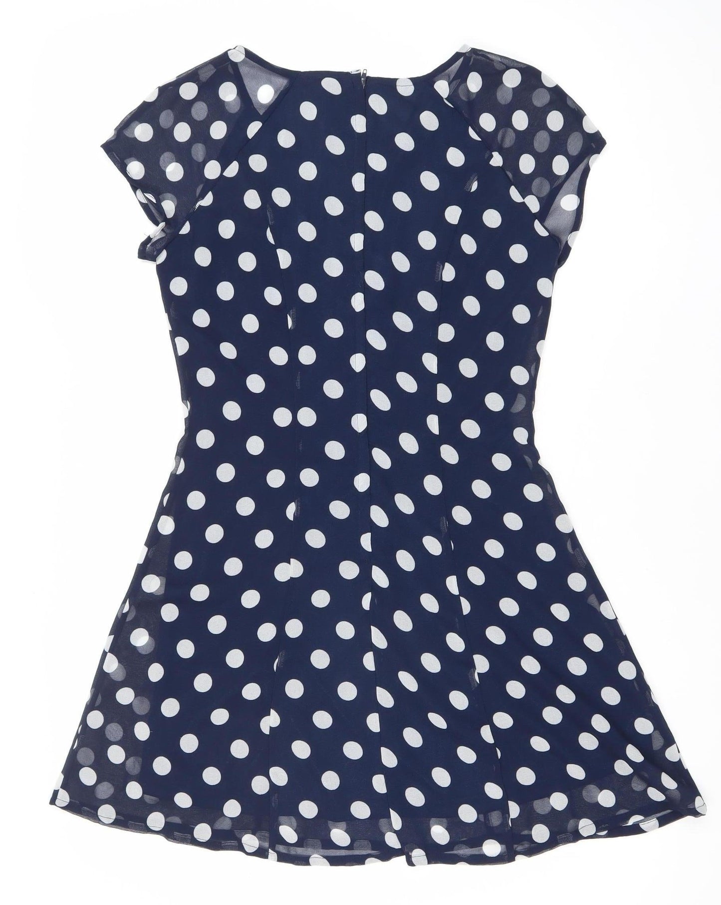 H&M Women’s Blue Polka Dot A-Line Dress Size 8 Scoop Neck