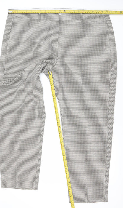 Marks and Spencer Womens Grey Check Trousers Size 22 Straight Leg