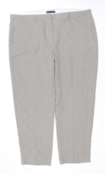 Marks and Spencer Womens Grey Check Trousers Size 22 Straight Leg