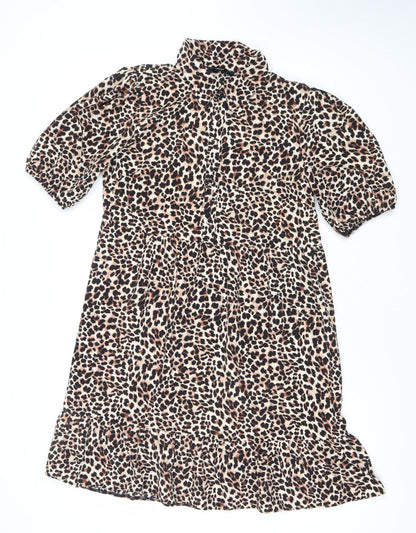 George Women’s Leopard Print Shift Dress Size 10 Knee Length V-Neck