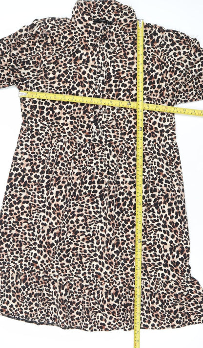 George Women’s Leopard Print Shift Dress Size 10 Knee Length V-Neck
