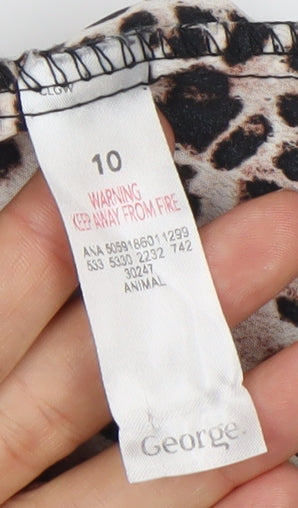 George Women’s Leopard Print Shift Dress Size 10 Knee Length V-Neck