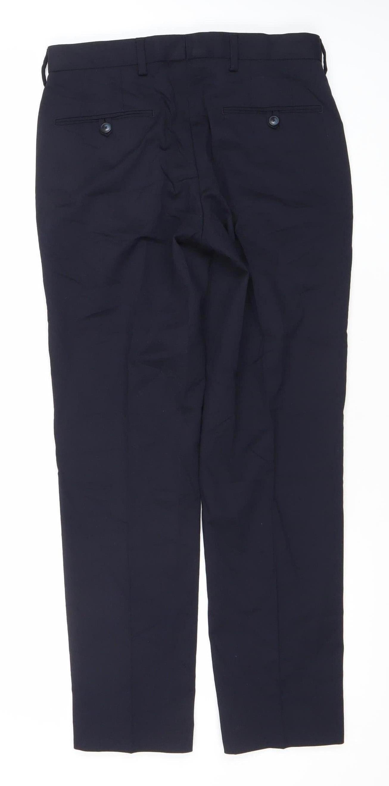 Marks and Spencer Mens Blue Slim Fit Dress Pants 30x29 Wool Blend