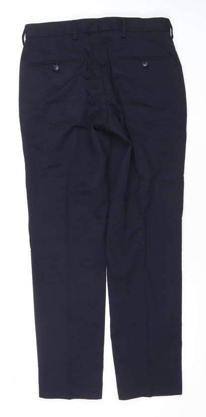 Marks and Spencer Mens Blue Slim Fit Dress Pants 30x29 Wool Blend
