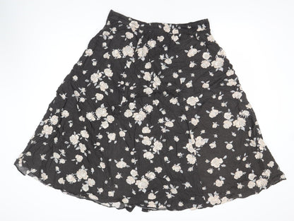 Etam Women’s Black Floral A-Line Midi Skirt Size 20 Viscose