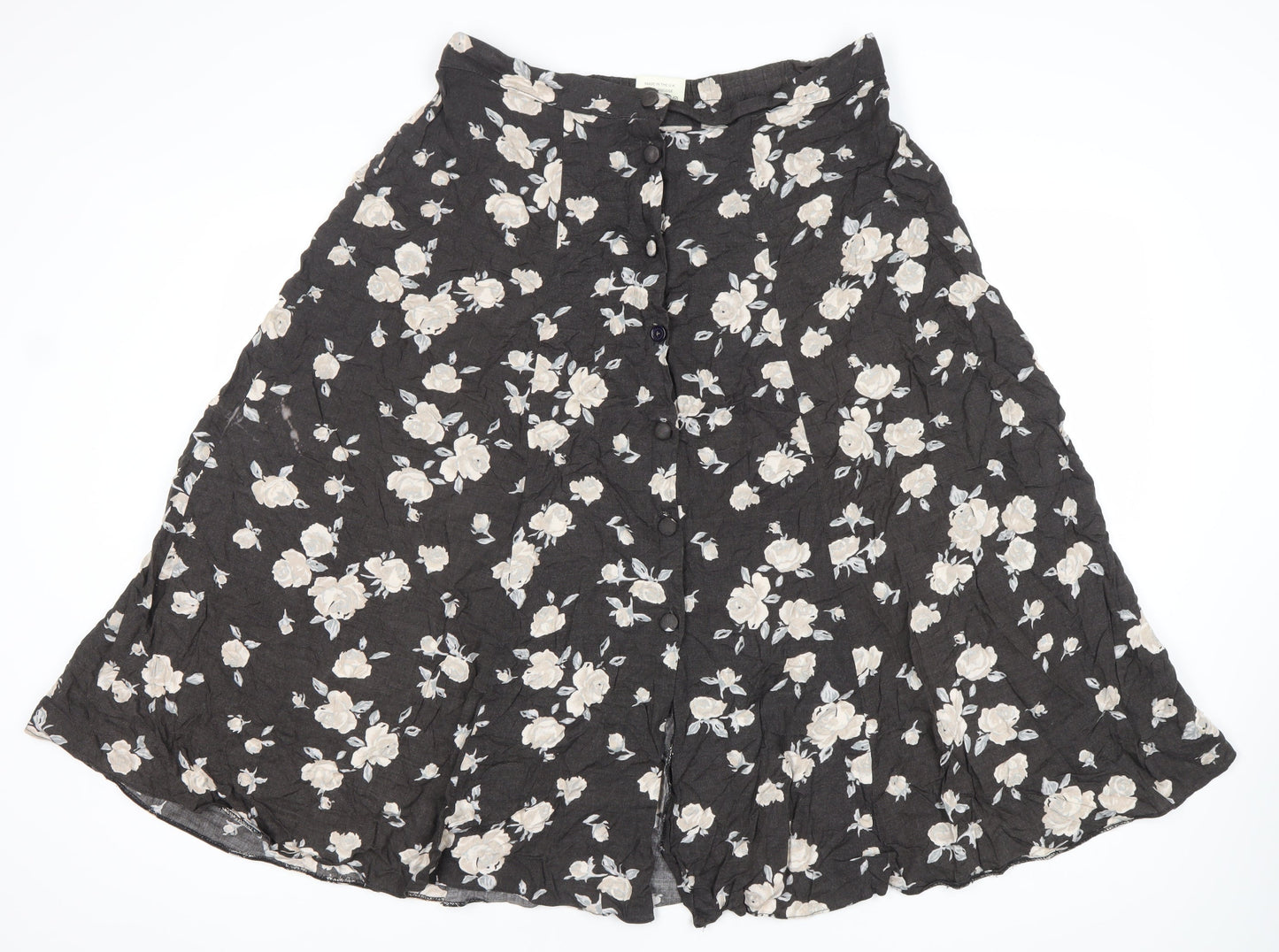 Etam Women’s Black Floral A-Line Midi Skirt Size 20 Viscose