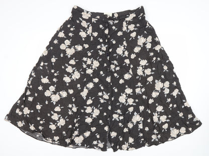 Etam Women’s Black Floral A-Line Midi Skirt Size 20 Viscose