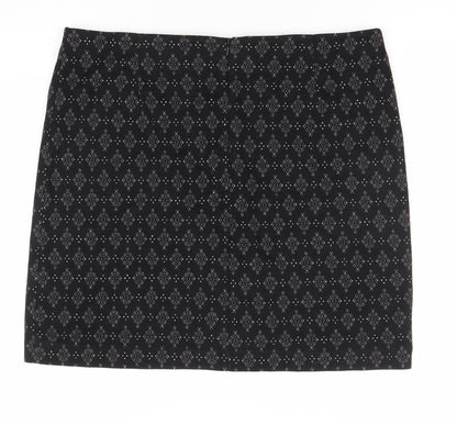 Fat Face Women Black Size 16 Geometric Stretch Pencil Skirt