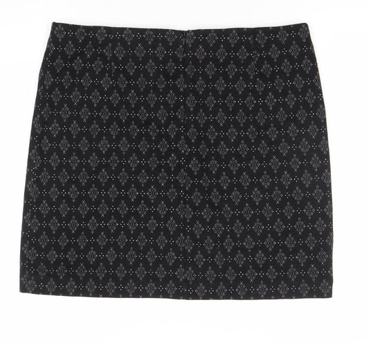 Fat Face Women Black Size 16 Geometric Stretch Pencil Skirt