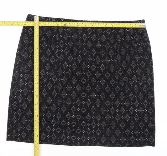 Fat Face Women Black Size 16 Geometric Stretch Pencil Skirt