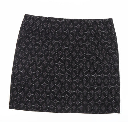 Fat Face Women Black Size 16 Geometric Stretch Pencil Skirt