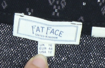 Fat Face Women Black Size 16 Geometric Stretch Pencil Skirt