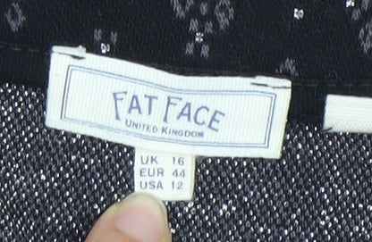 Fat Face Women Black Size 16 Geometric Stretch Pencil Skirt