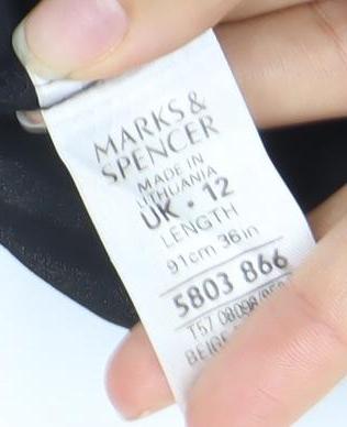 Marks and Spencer Womens Black Beige Geometric Chiffon Skirt Size 12