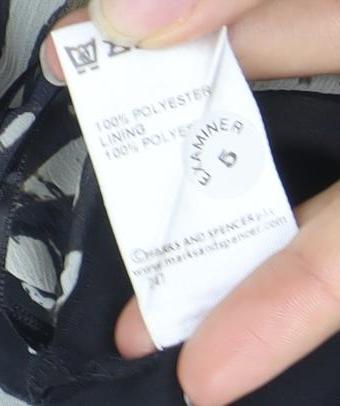 Marks and Spencer Womens Black Beige Geometric Chiffon Skirt Size 12