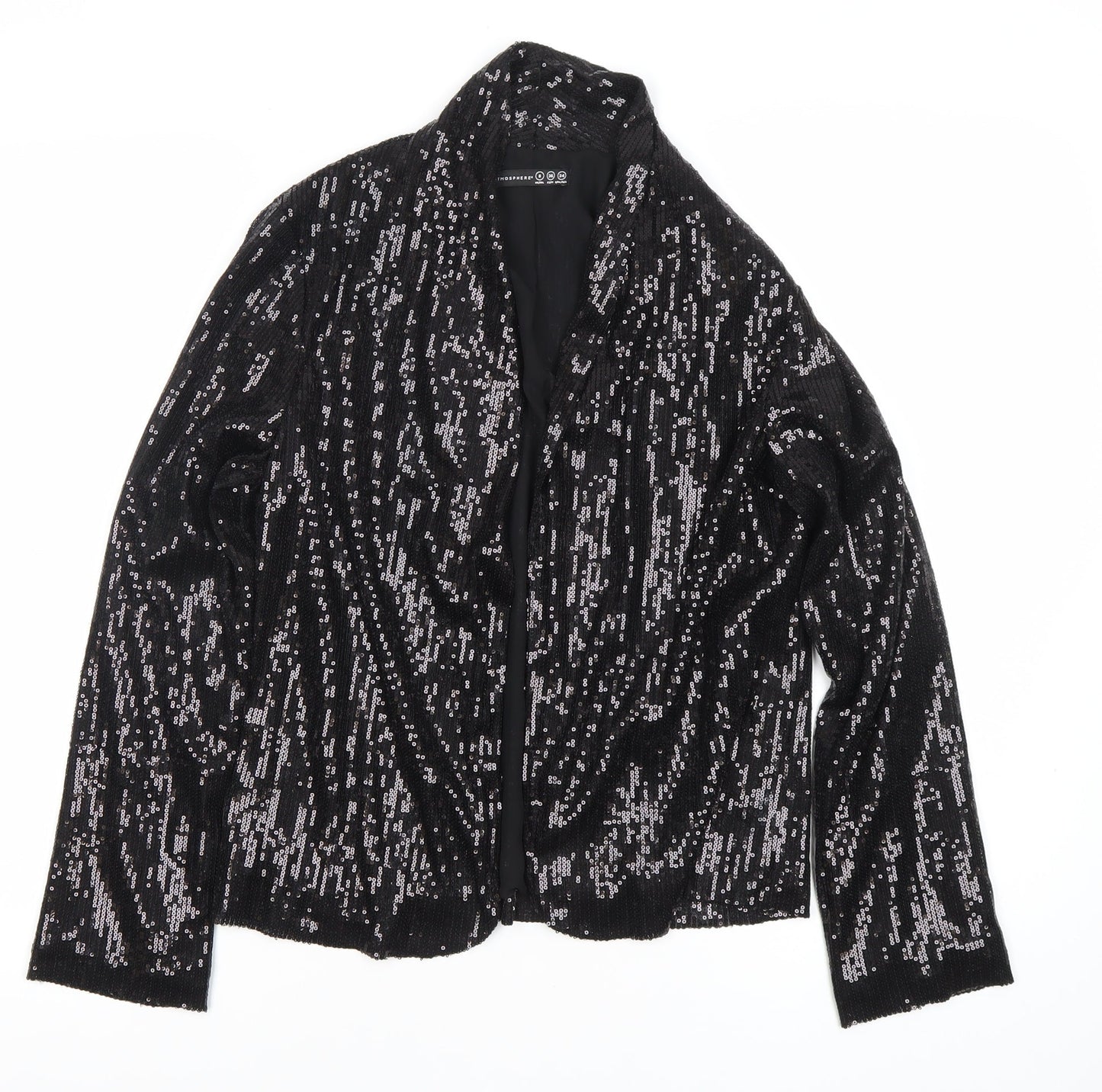 Atmosphere Women’s Black Sequin Party Jacket Size 8 Short