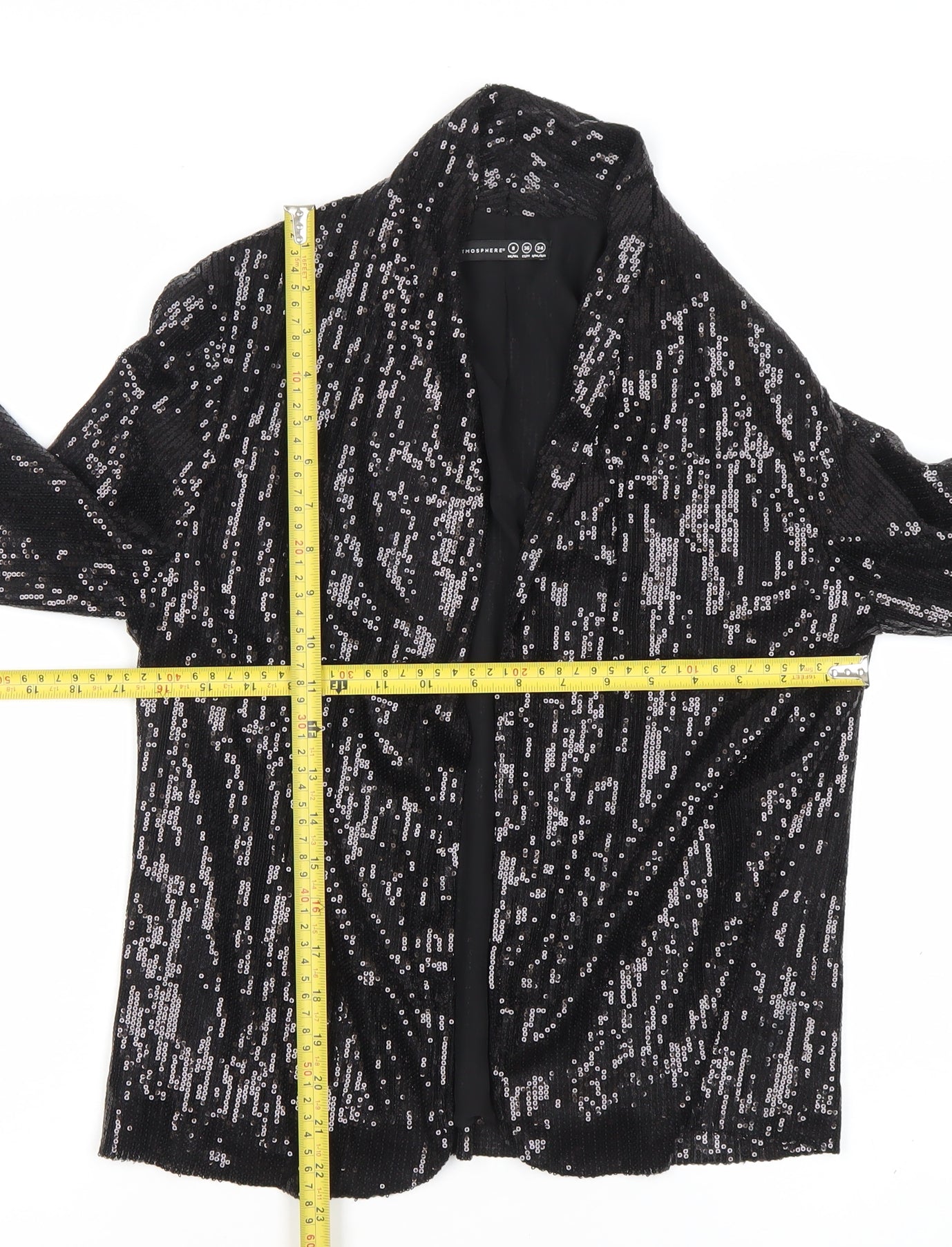 Atmosphere Women’s Black Sequin Party Jacket Size 8 Short