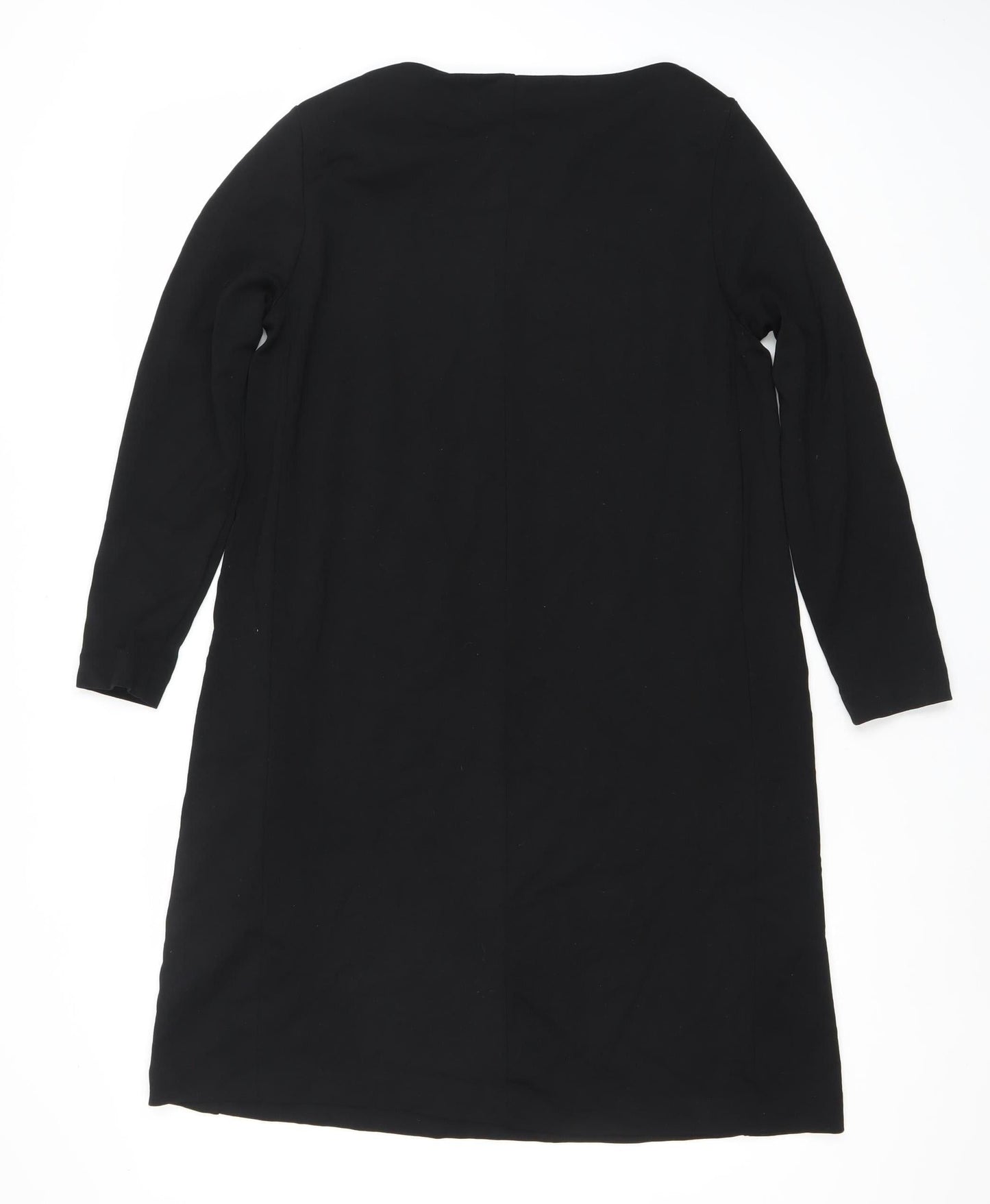 H&M Women’s Black Shift Dress Size 12 Long Sleeve Boat Neck