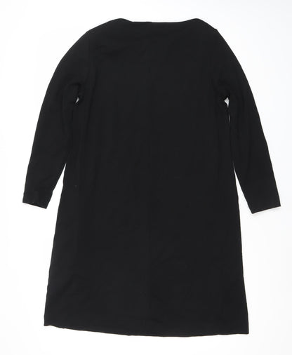 H&M Women’s Black Shift Dress Size 12 Long Sleeve Boat Neck