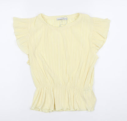 Womens UK Size L Pull & Bear Yellow Tunic Blouse